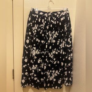 J Crew Navy Pleated Floral Midi Skirt - Size 6